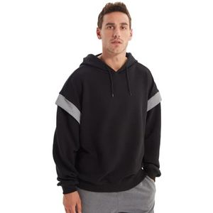 Trendyol Heren capuchon effen oversized sweatshirt, zwart, XXL, Zwart, XXL