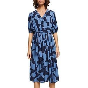 ESPRIT Collection Midi-jurk met patroon, LenzING™ Ecovero, grijs/blauw (grey/blue), 36