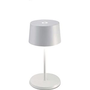 Zafferano, Olivia Mini-tafellamp, draagbaar, oplaadbaar, met touch-bediening, geschikt voor woonkamer en buiten, dimmer, 2700-3000 K, hoogte 22 cm, kleur wit