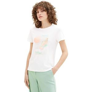 TOM TAILOR Dames T-shirt 1035470, 10315 - Whisper White, XXS