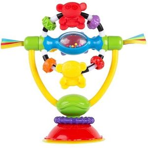 Playgro Roterende rammelaar met zuignap, kinderstoelspeeltje, BPA-vrij, vanaf 6 maanden, High Chair Spinning Toy, geel/rood, 40121