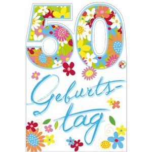 Susy Card wenskaart verjaardag 50e verjaardag - bloemen