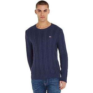 Tommy Jeans TJM Reg kabel trui voor heren sweatshirt, Twilight Navy, S