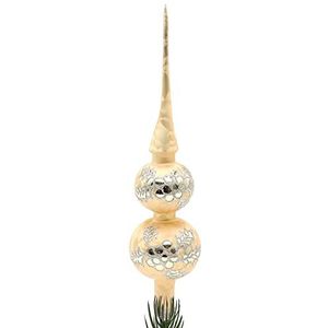 Dekohelden24 Lauschaer Kerstboomversiering-kerstboompiek goud ijslak met glitter decor in zilver, lengte ca. 30 cm