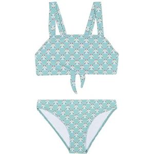 Gocco Tweedelige bikini met Indiase print voor baby's en peuters, Zacht turquoise, 10 Jaar