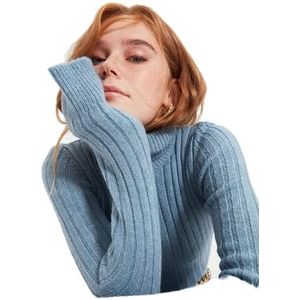 Trendyol Dames coltrui effen normale trui sweatshirt, blauw, S, Blauw, S