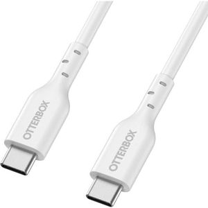 OtterBox Standard USB-C naar USB-C PD Snellaadkabel, Buig-en buigzaam getest, Snellaadkabel voor smartphone en tablet, 1M, Wit