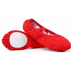 MILISTEN 1 Paar Lederen Balletschoenen Ballet Volledige Zool Slippers Dansschoenen Yoga Schoenen Voor Vrouwen Kinderen Meisjes Dansen Praktijk Rood Maat 29