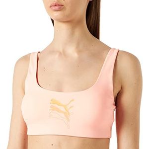 PUMA Dames Swimwear Scoop Neck Top Bikini, Peach Combo, M