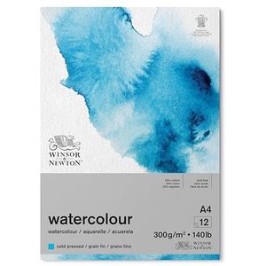 Winsor & Newton 6667006 Classic Watercolor Paper Pad - 12 vellen A4, 300 g/m², gelijmd, koudgeperst, licht gestructureerd wit papier in archiveerbare kwaliteit, bestand tegen vergeling