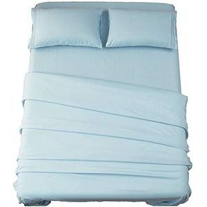 SONORO KATE Beddengoedset superzachte microvezel, draaddichtheid van 1800, luxe Egyptische lakens, 40,6 cm diepe hoek, kreukvrij en hypoallergeen, 4-delig (blauw (Spa Blue), queensize)