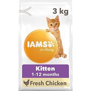 IAMS voor Vitality Dry Kittenvoer met verse kip, 3 kg, verpakking kan variëren