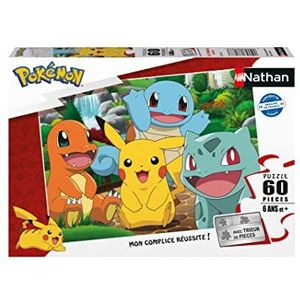 Nathan - Puzzel voor kinderen - 60 stukjes - Pokémon in het park - Meisjes of jongens vanaf 6 jaar - Hoogwaardige puzzel - Dik en duurzaam karton - Avontuur - 86187