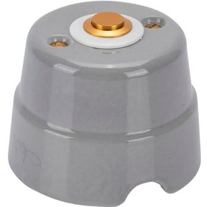 FANTON Knop van messing met keramische sokkel, grijs, muur, vintage, voor deurbel, 2A 48V, porselein voor textielkabel 84003GR