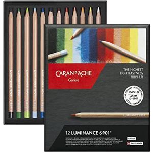 Caran d-Ache 6901.712 kleurpotloden, 12 stuks, zeskant/Doos met 12 kleuren LUMINANCE 6901™