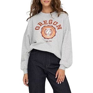 ONLY Dames ONLGISA L/S O-Neck Box SWT pullover, Light Grey Melange/Print: Oregon, XS