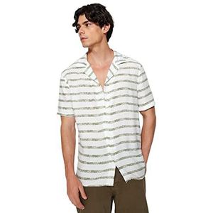 Trendyol Man Regular fit Basic Shirt Kraag Geweven Overhemd, Ecru, L, Ecru, L