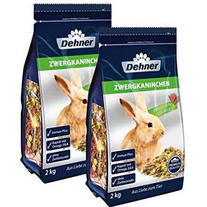 Dehner Premium dwergkonijnenvoering, 2 x 2 kg (4 kg).
