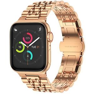 Tasikar Armband compatibel met Apple Watch armband 45 mm 44 mm 42 mm, heren dames roestvrij stalen reservearmbanden, verstelbare metalen horlogebanden compatibel met iWatch SE Series 7 6 5 4 3 2 1 (roségoud)