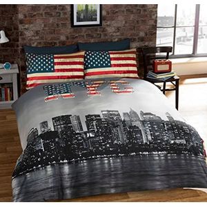 New York King Size Dekbedovertrek en 2 kussenslopen, bedset, beddengoed, NYC