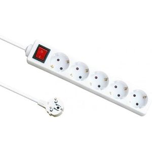 Stekkerdoos met 5 stopcontacten met schakelaar, 3 m lange 3G x 1,5 mm koperen kabel, max. 3500 W, ideaal voor het veilig en efficiënt aansluiten van meerdere apparaten thuis of op kantoor.