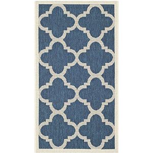 Safavieh CY6243 In- en outdoortapijt CY6243 90 x 150 cm marineblauw/beige