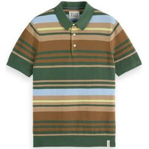 Scotch & Soda Gebreid poloshirt voor heren, Sage Green Multi Stripe, S