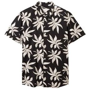 TOM TAILOR Denim heren overhemd, 35495 - Black Summer Leaf Print, L