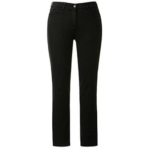 Ulla Popken Sarah Skinny Jeans voor dames, grote maten, plus-size, 5-pocket, hoge taille, smalle pasvorm, blauw denim, zwart, 53W / 32L