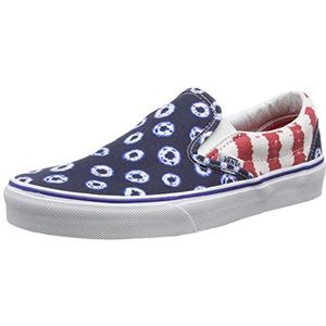 Vans Unisex Classic Slip-On lage sneakers, Mehrfarbig Dyed Dots Stripes Blue Red, 43 EU