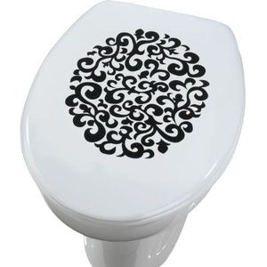 Wenko 18636100 3D-wc-dekselsticker Ornamento Nero - verwijderbaar zonder resten, ca. 23 x 27,5 cm, zwart