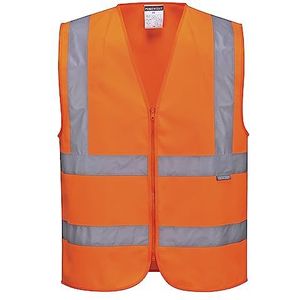 Portwest C375ORRXL Hi-Vis Zipped Vest, X-Large, Orange