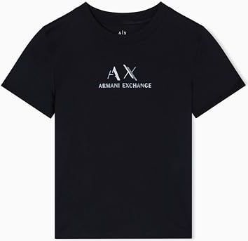 Armani Exchange Dames Regular Boxy Chest Logo Tee T-shirt, optic white, S