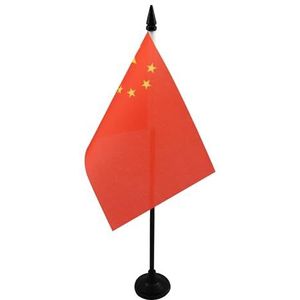 China Table Vlag 15x10 cm - Chinese Desk Vlag 15 x 10 cm - Zwarte plastic stok en voet - AZ FLAG