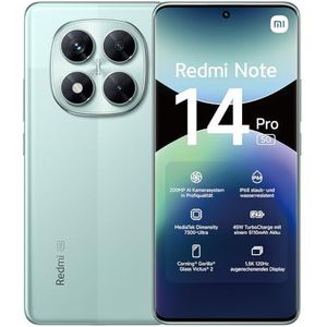 Xiaomi Redmi Note 14 Pro 5G smartphone, 12+512GB, Green, 200MP pro-grade AI camera, IP68, 45W turbo-opladen met 5110mAh batterij, AI features (oplader niet inclusief)