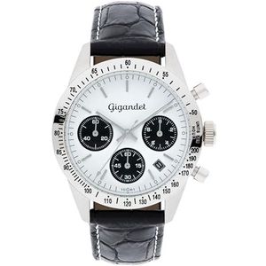 Gigandet Heren analoog Japans kwartsuurwerk horloge met lederen armband 11VNAG5NE/001, wit