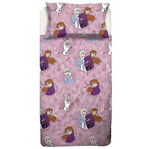 Frozen Frozen Bedlaken voor Frans bed, hoeslaken, kussensloop, roze, Disney, 100% katoen, officieel product