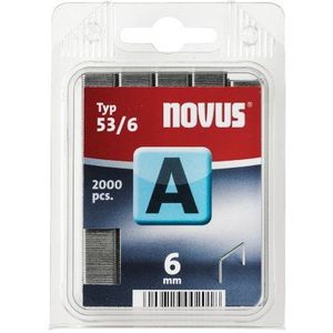 Novus Fijndraadklemmen 6 mm, 2000 nietjes van het type A53/6, bevestiging van stoffen, textiel, houten latten, draad