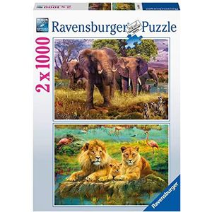 Ravensburger Puzzle 80526 - Afrikaanse dieren - 2 x 1000 stukjes puzzel voor volwassenen en kinderen vanaf 14 jaar, 2-in-1 speciale editie met dierenpuzzelmotieven exclusief bij Amazon