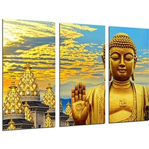 MULTI Wood Printings Art Print Box Framed Picture Wall Hanging - (Total Size: 97 x 62 cm), Buddha Buddha, Relaxation, Relaxation, Zen - Framed And Ready To Hang - ref. 26356