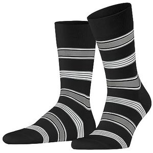 FALKE Heren Sokken Marina Stripe M SO Katoen Gedessineerd 1 Paar, Zwart (Black 3000), 47-48