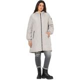 Ulla Popken - Wintermantel - Lichtgrijs - Gewatteerde Jas