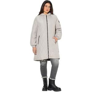 Ulla Popken Dameskleding plus size curvy licht gewatteerde waterafstotende jas 821183, Medium Grijs, 20-22