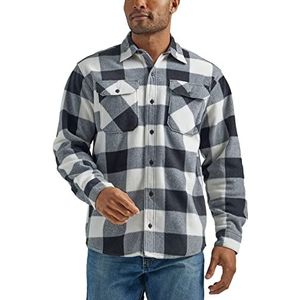 Wrangler heren lange mouwen plaid fleece shirt jas button down hemd, Birch Buffalo, XXL