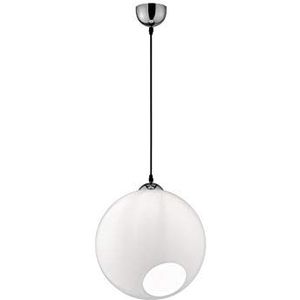 Reality Leuchten Hanglamp Clooney R30071901, metaal chroom, glas wit glanzend, excl. 1x E27
