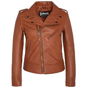 Schott NYC Leren damesjack met lange mouwen, Cognac, XS