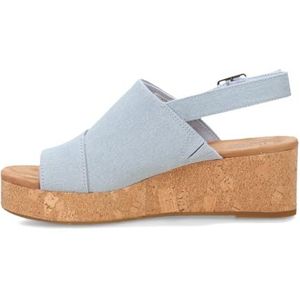 TOMS Claudina, sandalen met sleehak voor dames, denim gewassen, pastelblauw, 38 EU, denim gewassen pastelblauw, 38 EU