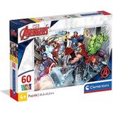 Clementoni - Puzzel Los Vengadores Avengers Marvel 60 delen Supercolor The Avengers-60 delen Made in Italy, kinderen 5 jaar, cartoons, superhelden, meerkleurig, medium, 26112