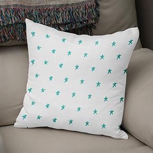 Bonamaison Decoratieve kussenhoes Turquoise & wit, werpkussenhoezen, decoratieve kussenslopen voor woonkamer, bank, slaapkamer, maat: 43x43 cm - ontworpen en vervaardigd in Turkije