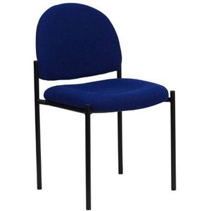 Flash Furniture Comfortabele stapelbare zij-receptiestoel, gelegeerd staal, marineblauwe stof, 66.04000000000006 x 49,53 x 19,05 cm